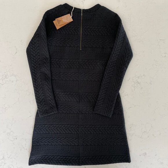 Prana Macee Raglan Slv Scoop Nk Textured Jacquard Knit Shift Dress Black XS NWT - Picture 7 of 16